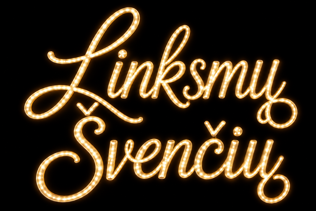Individualiai pagamintas šviečiantis užrašas „Linksmų švenčių“